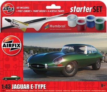 Airfix 143 Scale Plastic Kit Jaguar E-Type Small Starter Set - A55009