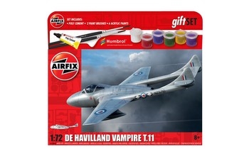 Airfix 172 Scale Plastic Kit de Havilland Vampire T11 Hanging Starter Gift Set - A55204A