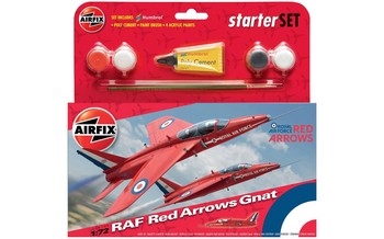 Airfix 172 Scale Plastic Kit RAF Red Arrows Gnat Small Starter Set - A55105