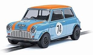 Scalextric Austin Mini Cooper S - Gulf Edition  Nick Riley amp Gabriele Slot Car - C4325